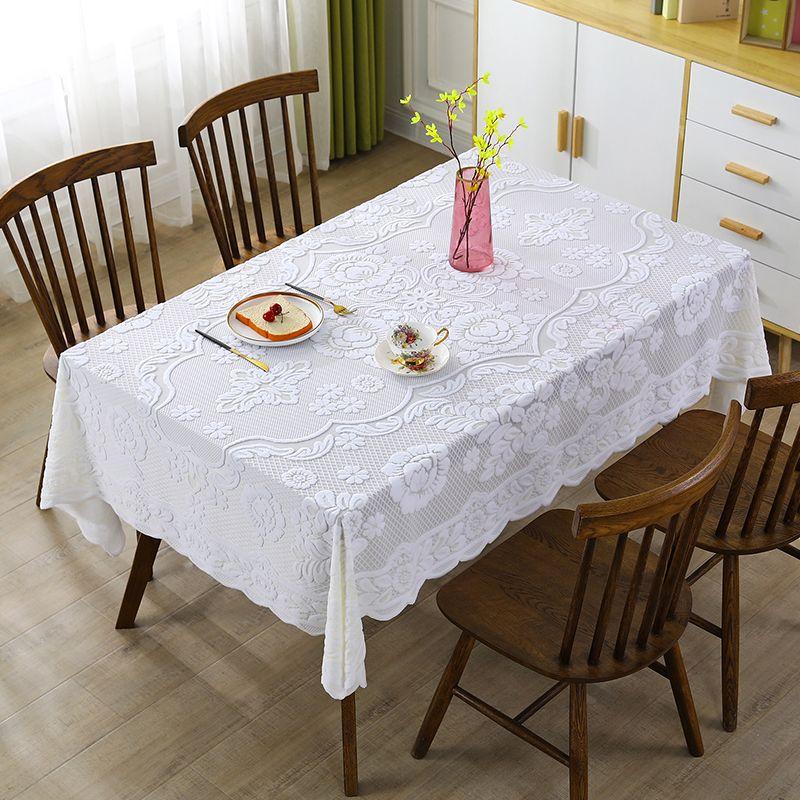 

Lace Tablecloth Rectangular Coffee Table Cloth Small Fresh Cover Towel TV Cabinet Cover Modern Minimalist Tablecloth Fabric European peony-rice White Square: 60*60cm