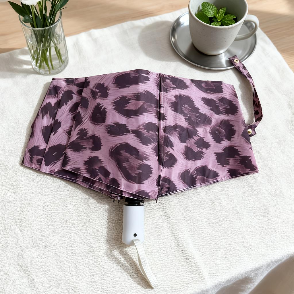 Unique Leopard Print Automatic or Manual Umbrella with Sexy Style - Resistant, Windproof, Foldable Design, with 8 Ribs and Durable Handle