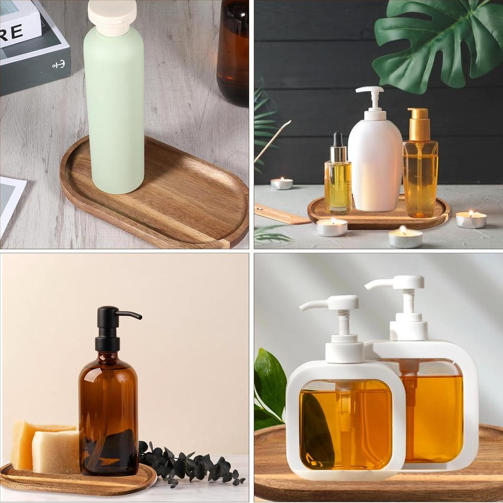 Small Acacia Wood Serving Trays Mini Wooden Platters Wooden Vanity Tray Dispenser Wood Counter Plates Bathroom Countertop Organizer Trays Coffee Bar