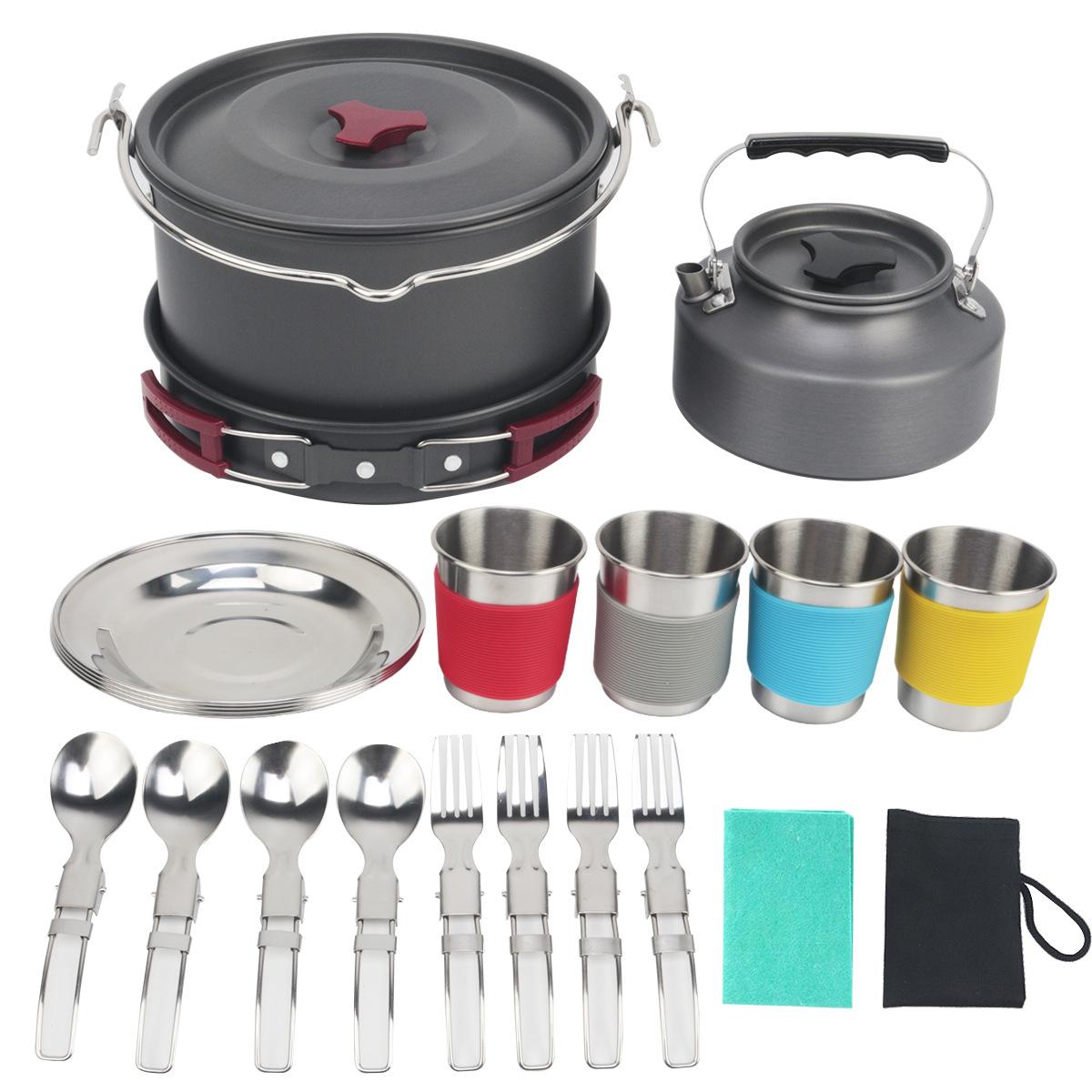 Camping Picnic Set Pot, Set New Camping Cooker Stove Aluminum Pot Outdoor Products