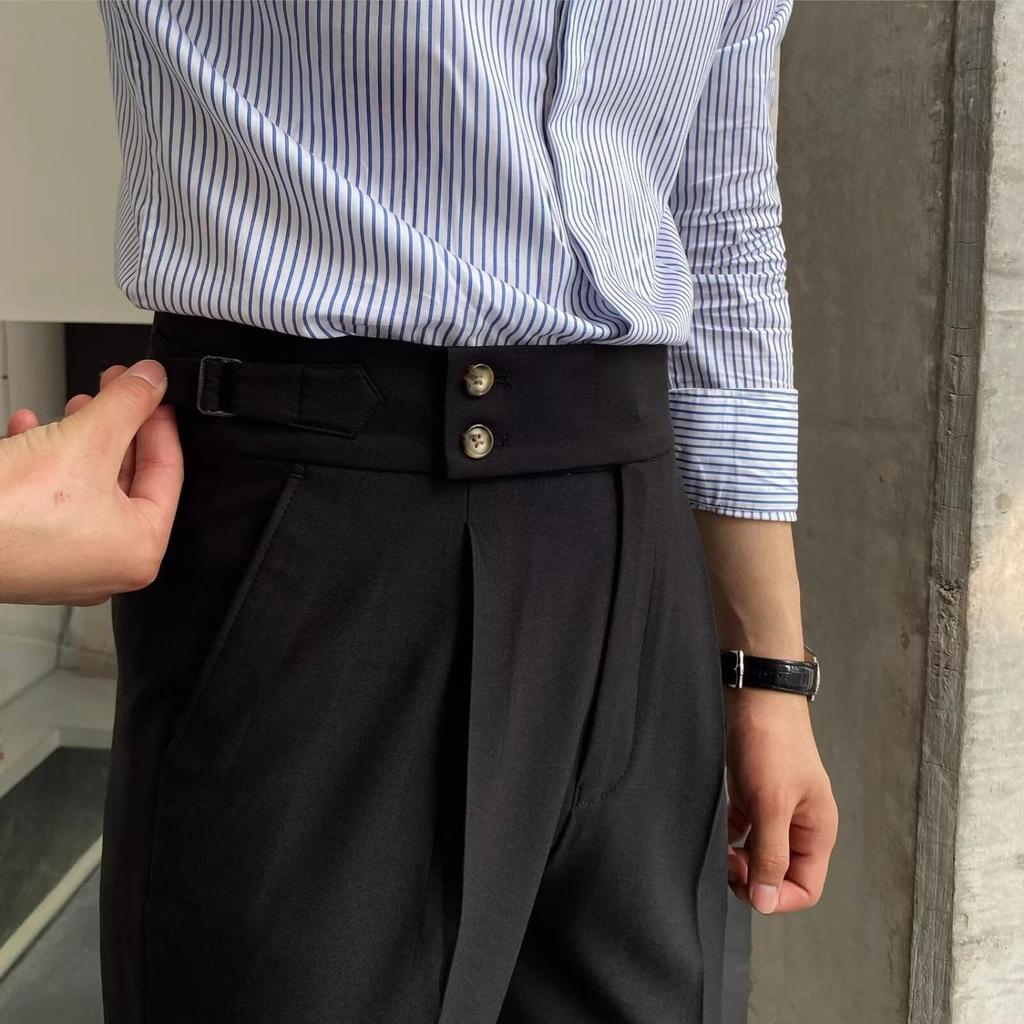 Men's British-Style Wrinkle-Resistant Dress Pants - Casual, Versatile, and Stylish French Suit Trousers