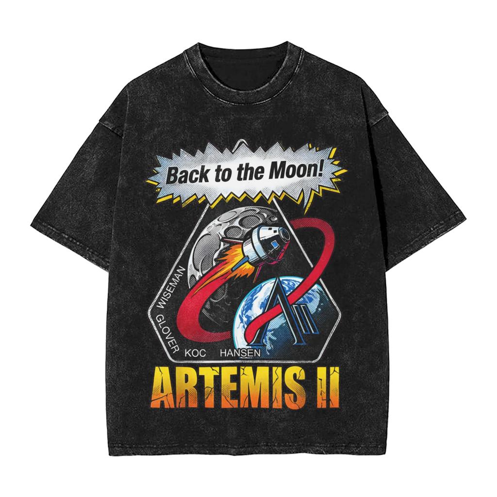 Vintage Tshirt Artemis Ii April 1 2026 Moon Mission Space Exploration Cotton Tshirts Fashion Tee Shirt Man Summer Y2k Tops