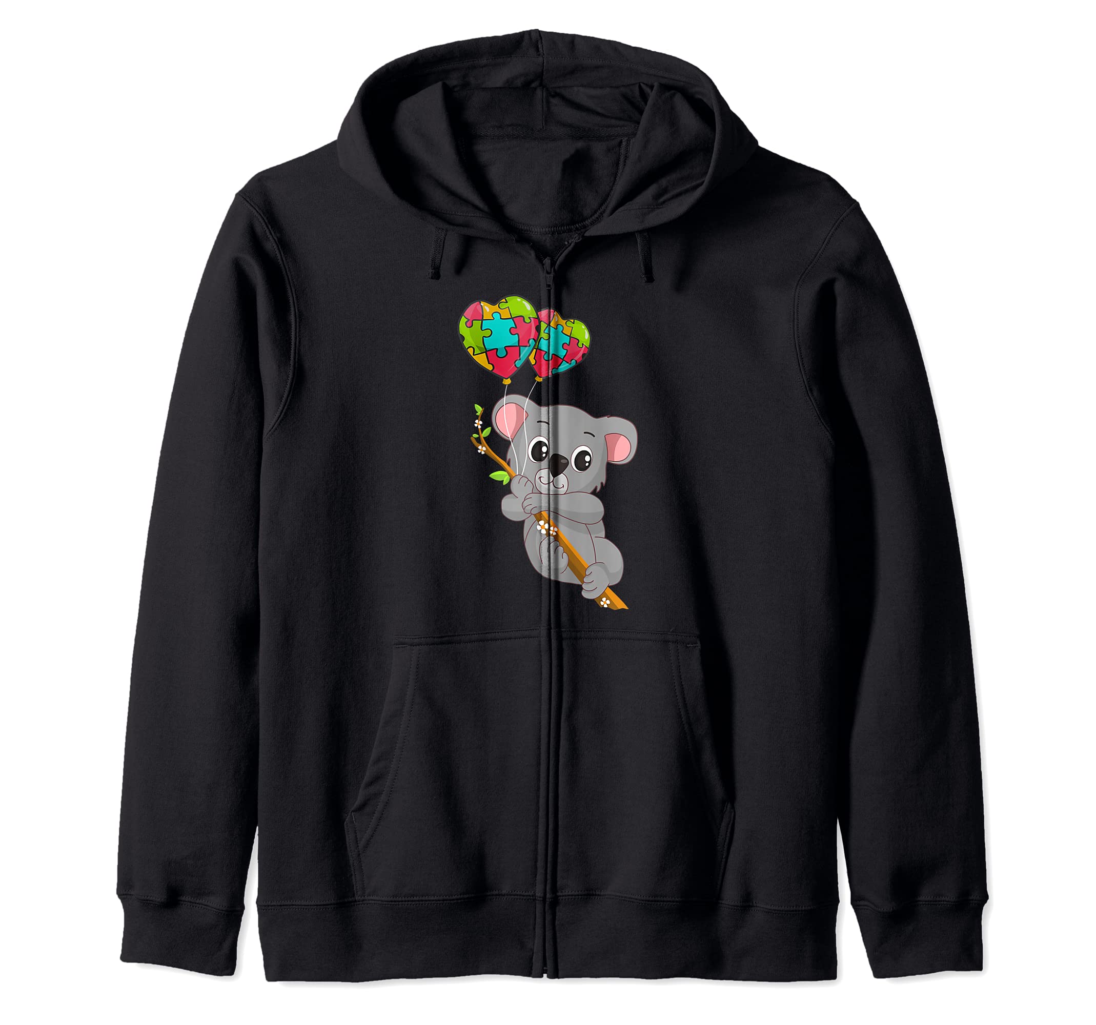 

Autism Awareness Koala Puzzle Heart Balloon Autism Zip Hoodie
