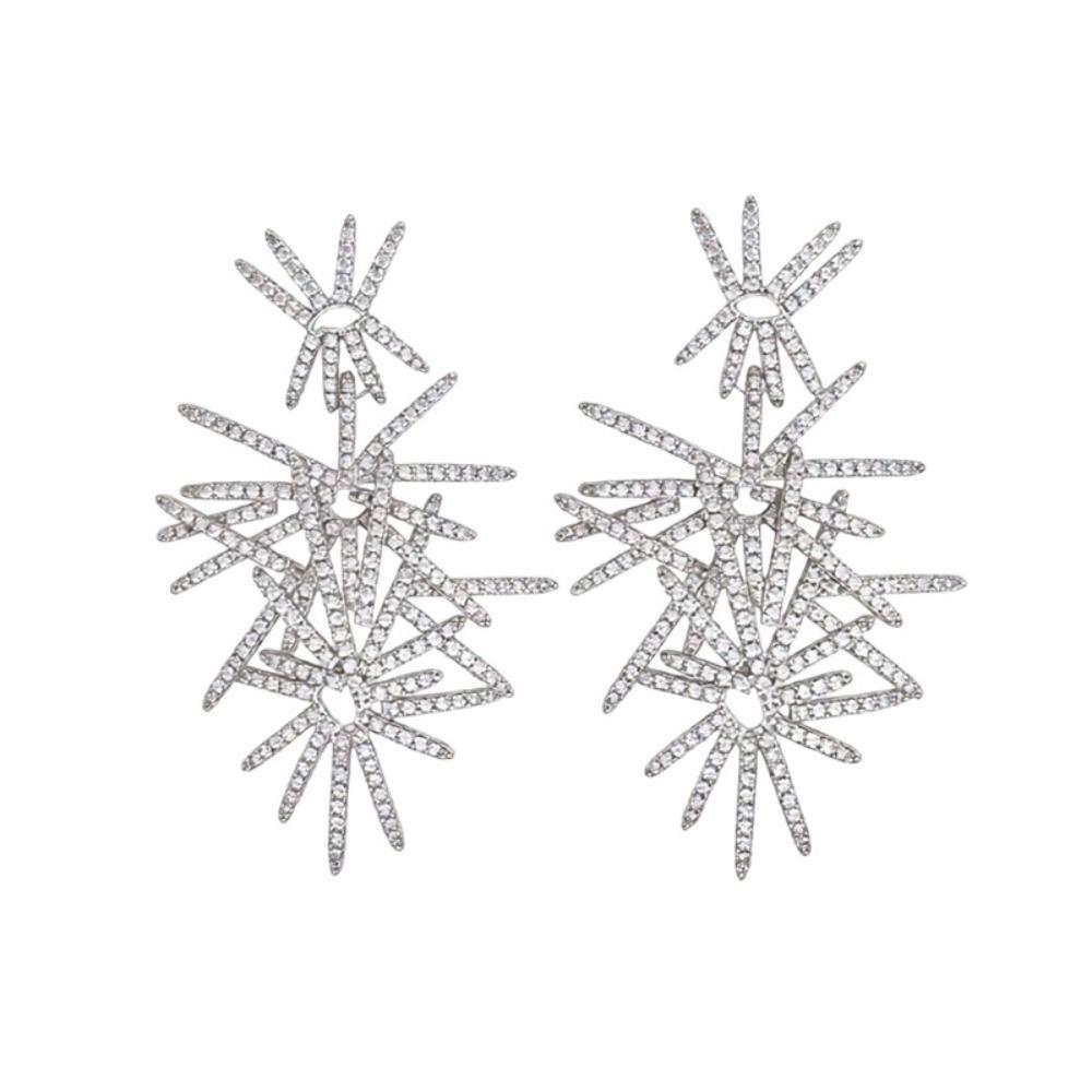 Cubic Zirconia Luxury Zircon Earrings Full Diamond Silver Drop Earrings Shiny Elegant Earrings Wedding Party Jewelry