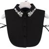 Women's Chiffon Shirt Collar Embroidered Nail Beads Versatile Fake Collar Water Diamond Decoration
