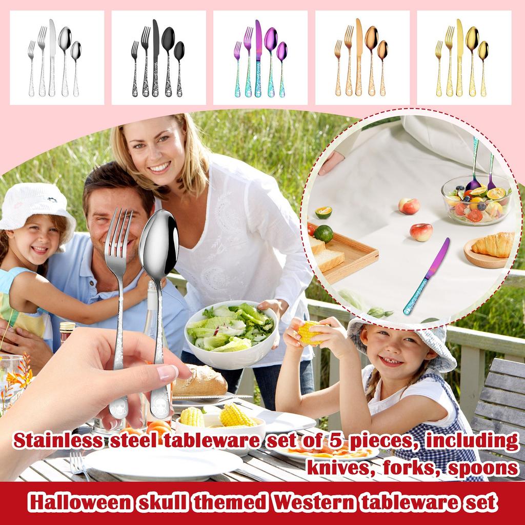 Halloween Theme Western Cutlery Set – Carved Knife Fork Spoon Combo For Party, Home Or Restaurant Table Decoration