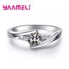 Anel Feminino Redondo com Pedra Zircônia Vintage Cor Prata 925 Joias de Casamento Promessa Cristal Noivado Bague para Mulheres