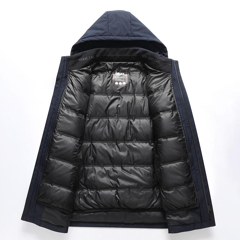 Men's New Style Winter Goose Down Jacket with Detachable Liner – Thick, Warm, and Business Casual.
