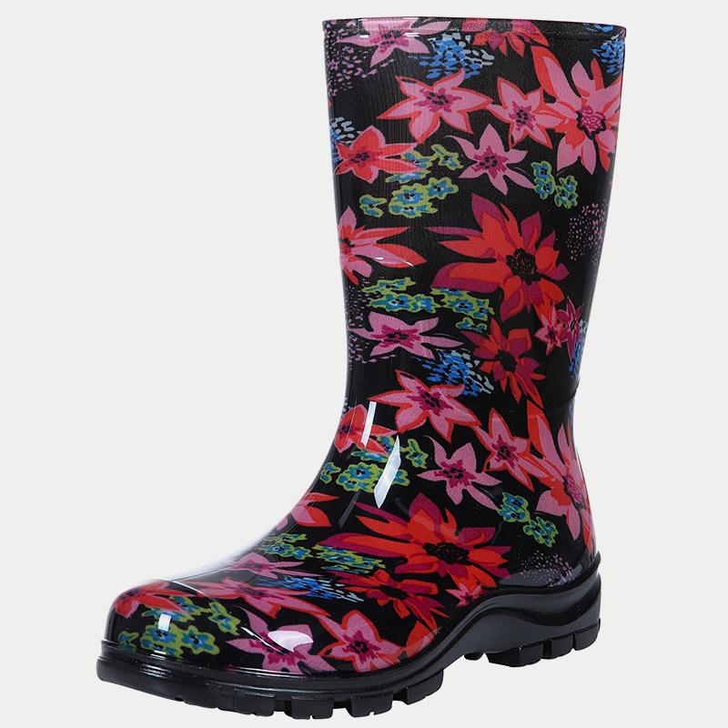 Fashion Kidmi Summer Women's Rain Boots Fashion Women Waterproof Boots Outdoor Work Anti-Slip Home Boots Soft Comfortable Rubber Shoes