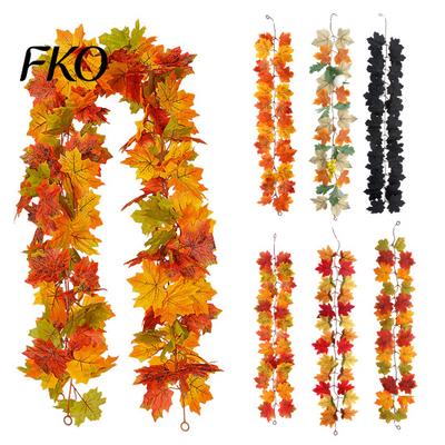 Holiday Maple Leaf Garland 100/175CM Artificial UV Resistant Fall Halloween Thanksgiving Decoration Day Harvest Festival Autumn Mantle Porch
