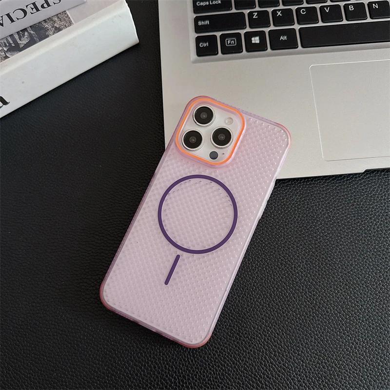 Cooling Heat Dissipation Magnetic Phone Case For iPhone 16 15 14 Plus 13 12 Pro Max Case Breathable Hard Back Cover For Magsafe