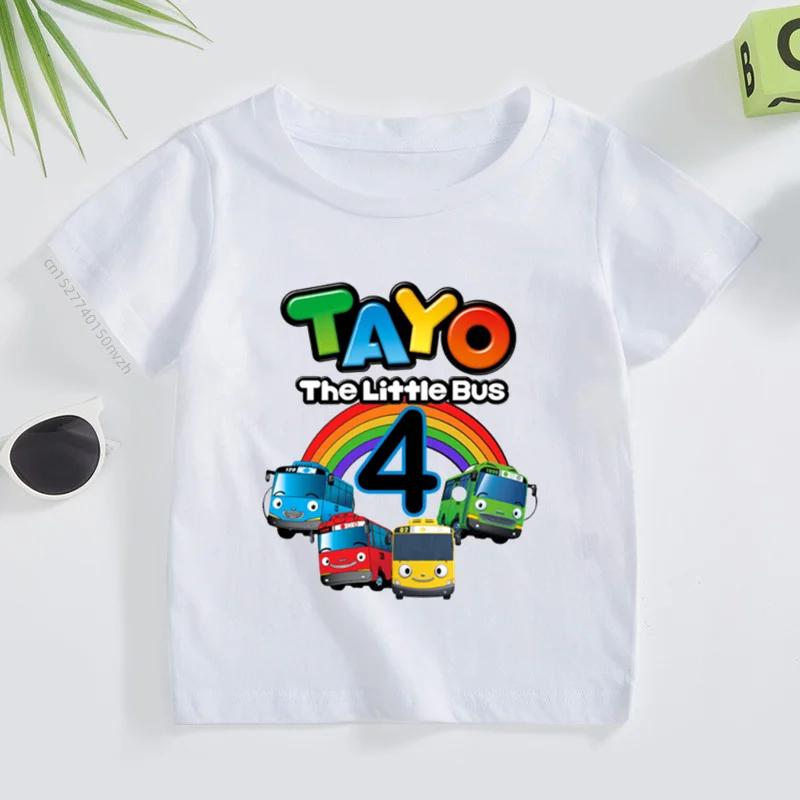 Tayo the Little Bus 19 Digital Truck Print Summer Cute Cotton Comfortable Childrens Short Sleeved Top