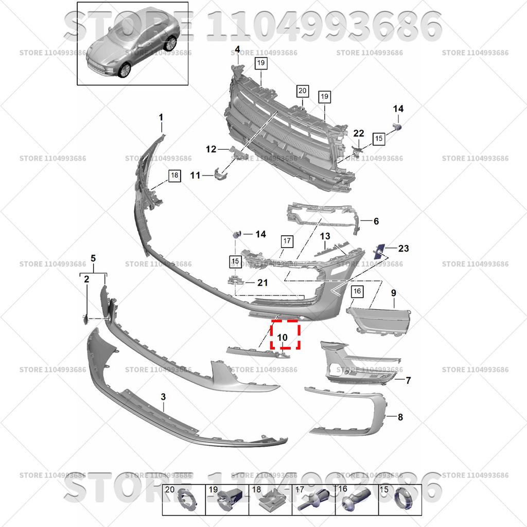For Porsche 2022 2023 2024 2025 Macan (95B) BUMPER COVER SPACER PANEL OEM 95B807823COK1 95B807824COK1 95B807823C 95B807824C