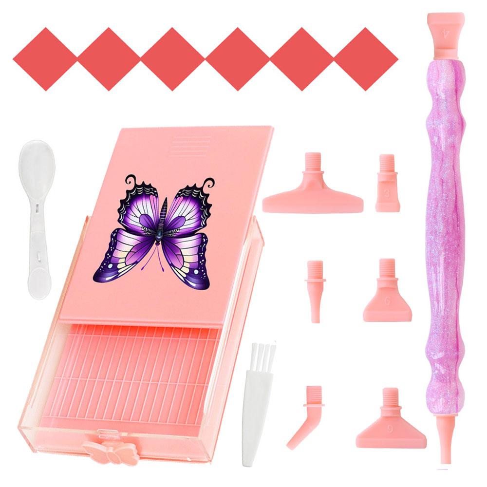 5D Diamond Painting Art Tools Kit - 16pcs Multi-Style Multifunctional Pen Heads,Resin Point Drill Pen,Wax, Storage Tray & Brush