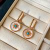 K Real Gold Electroplated Round Fritillary Flower Ear Buckle French Retro Court Style Earrings Light Luxury High-end Earrings