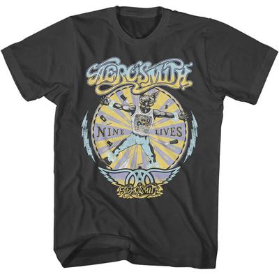 Aerosmith Nine Lives Album Cover 1997 Herren T-Shirt Rockband Musik Merchandise