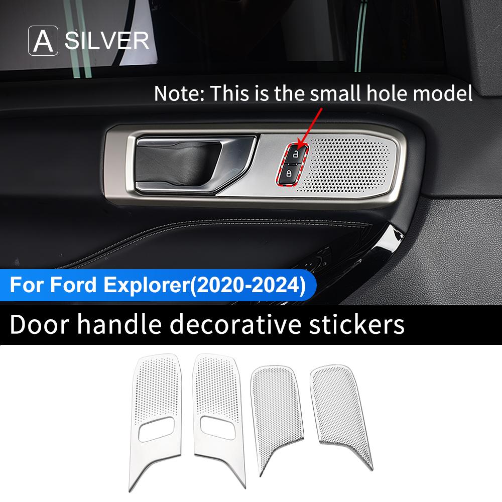 

Stainless Steel Door Handle Horn Trim Sticker Cover for Ford Explorer Auto Accessories SLiver Small Hole