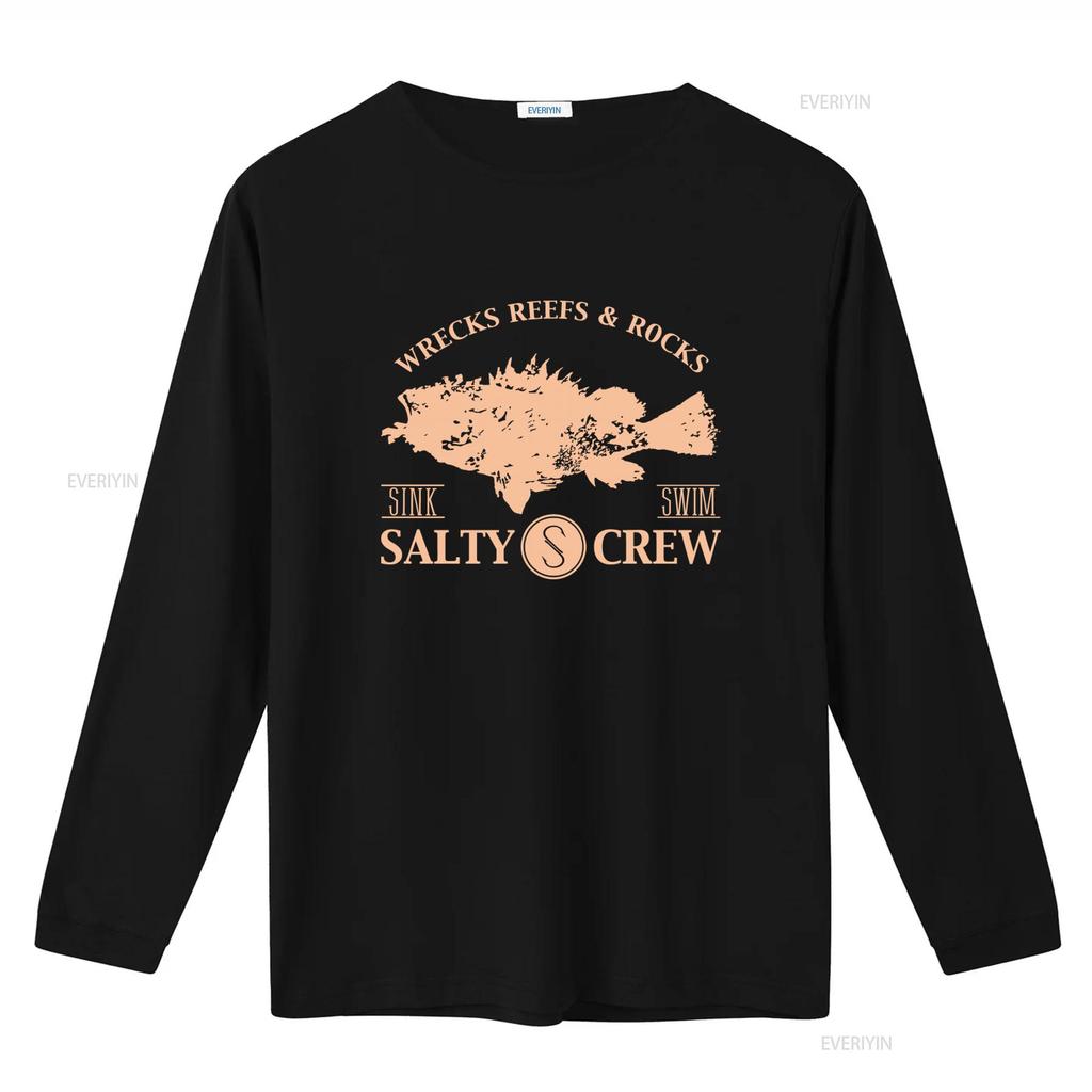 Pánské tričko Salty Crew Malé Černé 100% Bavlna Velká Ryba Vraky Útesy Skály Potopení Plavání Design vintage Vyprané Stylové Lehce
