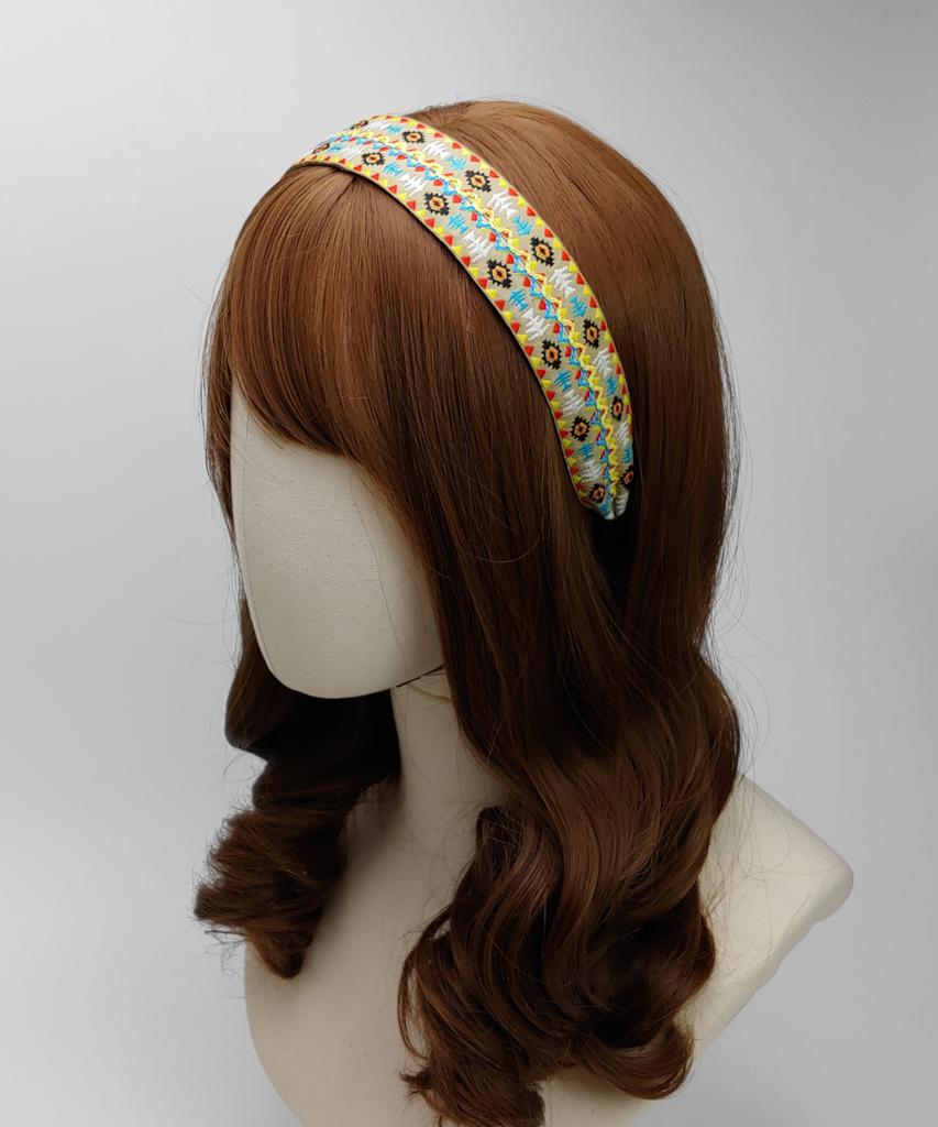 Maia Geometric Pattern Headband - Beige