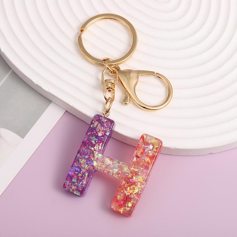 Ab Glue Fuchsia Gradual Change Letter Keychain Pendant Pendant Japanese And Korean Style Popular Versatile Keychain Jewelry