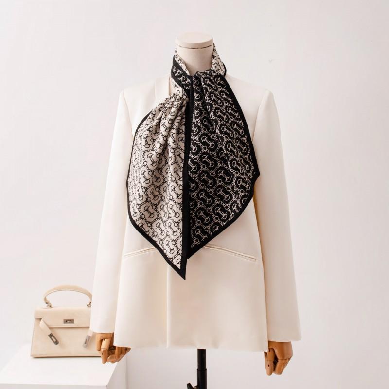 2026 Silk Wool Double Layer Scarf Light Luxury Fashion Neck Warmer