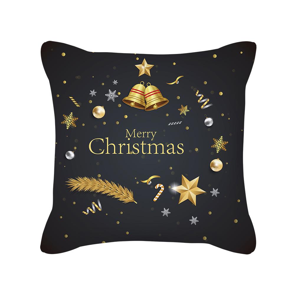 Pillow Peach Velvet Black Gold Christmas Pillow New Snowflake Letter Sofa Bedside Pillow Cover