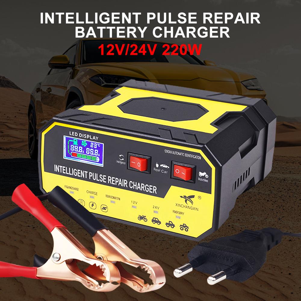Automatic stop Intelligent Pulse Repair Overvoltage Protection Voltage Temperature Detection Multifunctional Car Battery Charger 12V 24V 8A