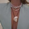 Adjustable Shell Necklace 120cm PU Leather Cord Clavicle Chain Coastal Style Accessory Stylish Neckchain Accessories