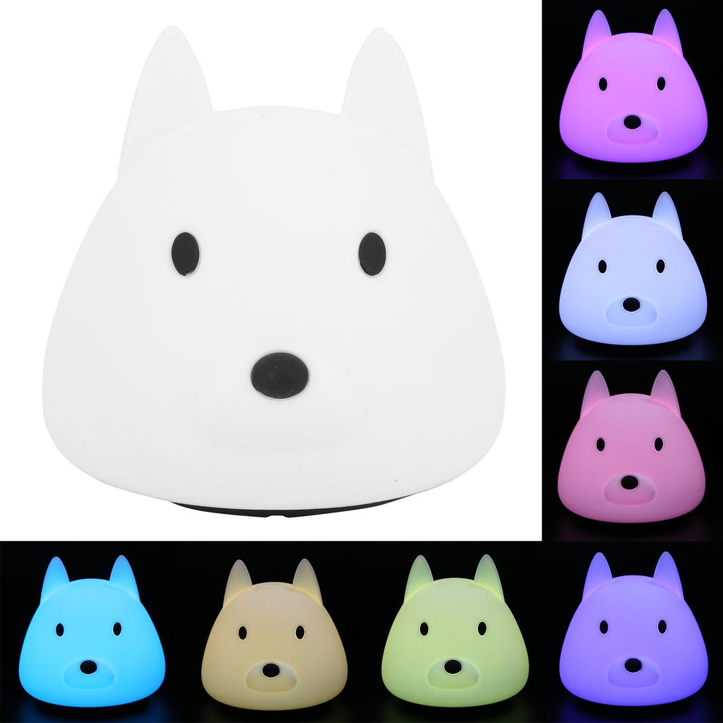 Cute Night Light Dog Animal Silicone Lamp Colorful Gradient Ambient Lighting for Bedroom