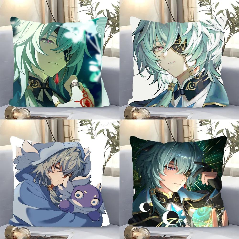 Anaxa Animated Game Honkai Star Rail Pillow Case Square Pillow Bedroom Sofa Leisure ComfortCar Living Room Home Decoration 40X40