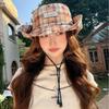 Fresh and Simple Plaid Hat, Two-way Wear Fisherman Hat for Women, Spring and Summer Travel Large Brim Sun Hat, Outdoor Sun Protection Hiking Hat