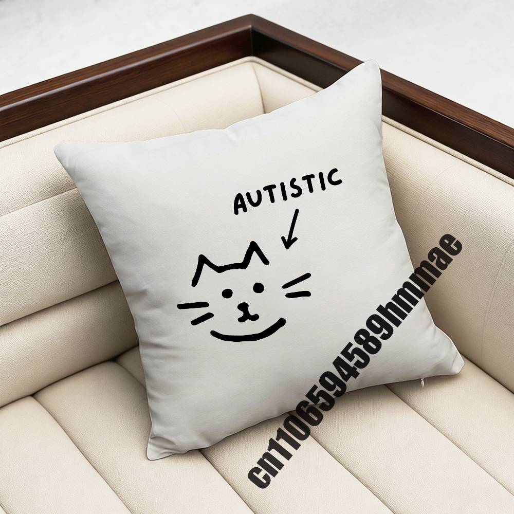 For Autistic Cat Autism Puzzle Throw Pillow Case Sham Xcm Xcm Square Car Pillowcase Pad Cushion Cover