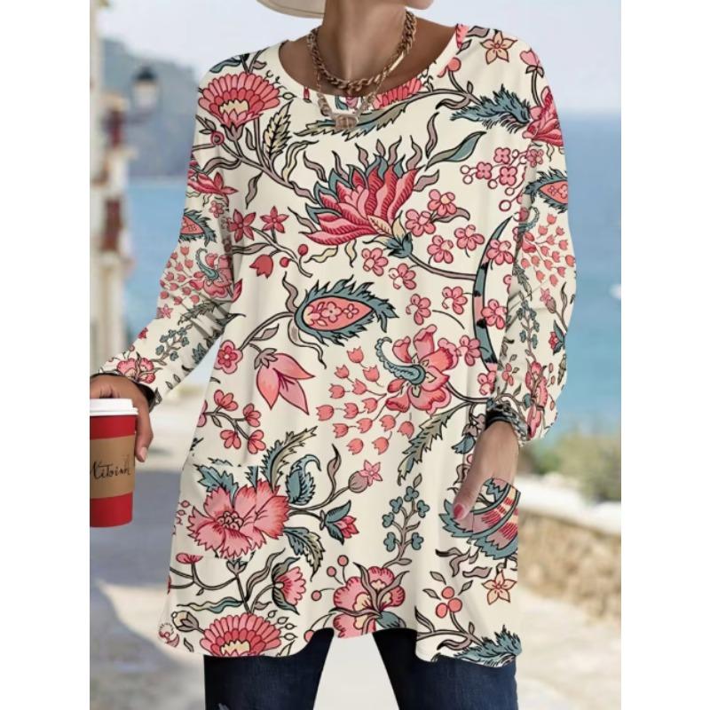 Loose Fit Leopard Print Stripe Tunic