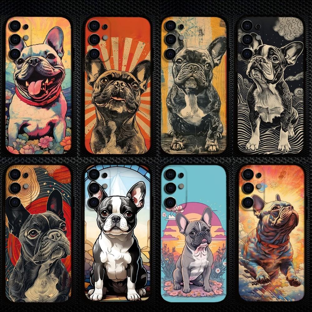 Cartoon French Bulldog Phone Case For Samsung S25/S24/S23/S22/S21/S20/Plus,Fe,Lite/Others Black Cover