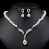 Personalized Pearl Necklace and Earrings Set - Women's Fashionable Style Alloy Electroplated Bridal Dress Accessories