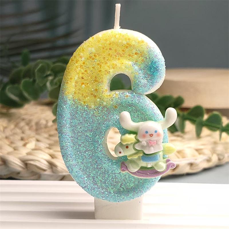Creative Design Cute Cartoon Pacchard Dog Digital Candle Birthday Cake Decoration Digital Candle Atmosphere