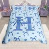Homewish Girls Blue Bowknot Duvet Cover Set, Princess Style Bed Set, Monogrammed Bow Quilt Cover Set