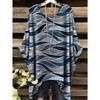 Tessuto Estivo Imitazione Denim Stampa Tie-Dye Orlo Irregolare Girocollo Manica Corta da Donna Abbigliamento Casual da Esterno da Donna