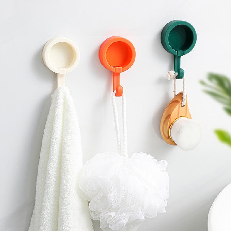 1/4 PCS Rotating Hooks Strong Adhesive Sticking Wall Kitchen Cute Hook Seamless No Punch Sticky Hook Key Holder Bathroom Organizer Rack