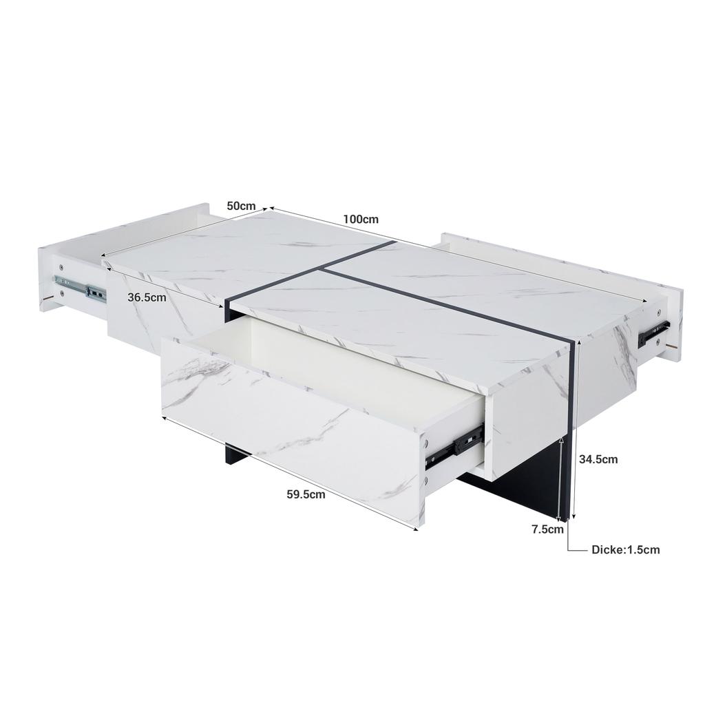 Living Room Table, LED Coffee Table with Storage, High-Gloss Coffee Table with Drawers, Modern Coffee Table