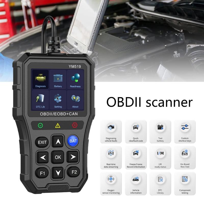 2.8in Color Screen Code Reader OBD2 Scanner Battery Tester Auto Diagnostic Scan Tool with Freeze Frame Readiness
