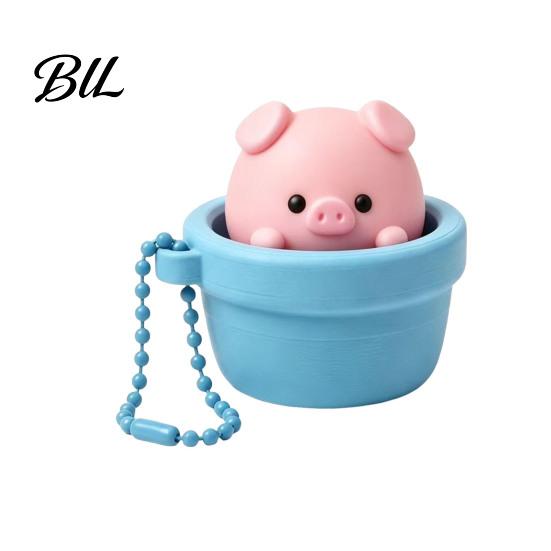 Portable Stress Reliever Potted Pig Clicker Toy with Bead Chain, Clicky Button Fidget Relief Gadget for Relief, Finger Backpacks School Bags