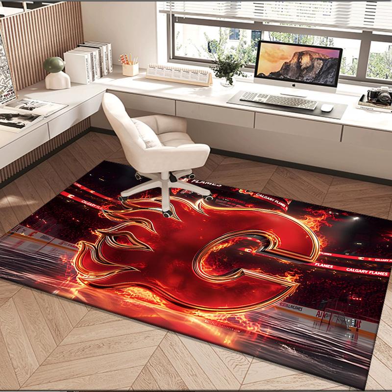 Calgary Flames Area Rug Suitable for Indoor And Outdoor,Carpets for Playroom, Homes, Offices, Living Rooms,Home Decor,Christmas Fan Gift