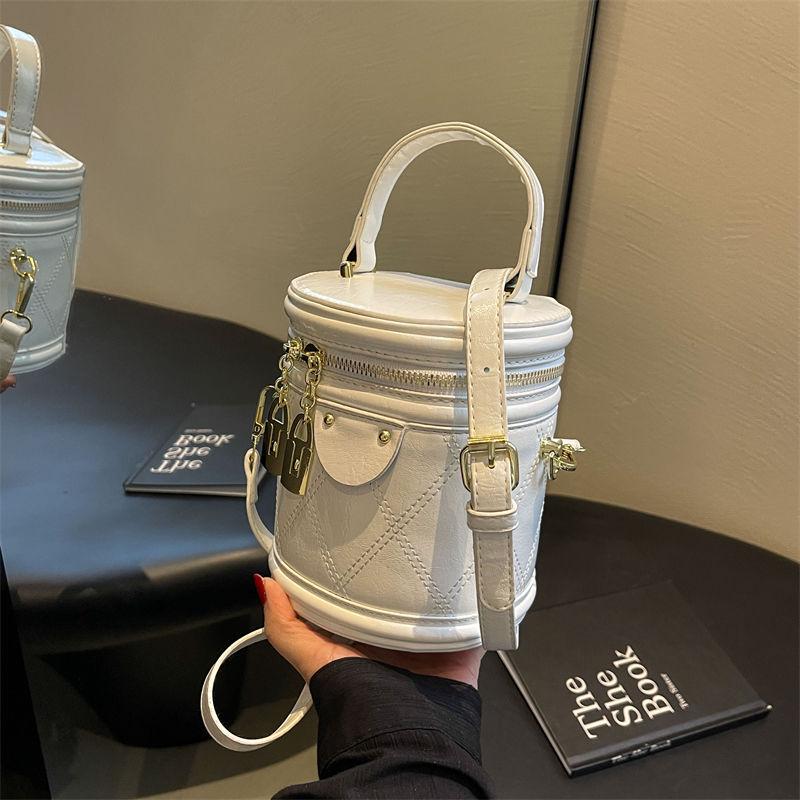 

Женская сумка-ведро в стиле французского ретро 2024 года: Высококачественная текстурированная сумка и кроссбоди, идеально подходит для телефонов. Standard белый