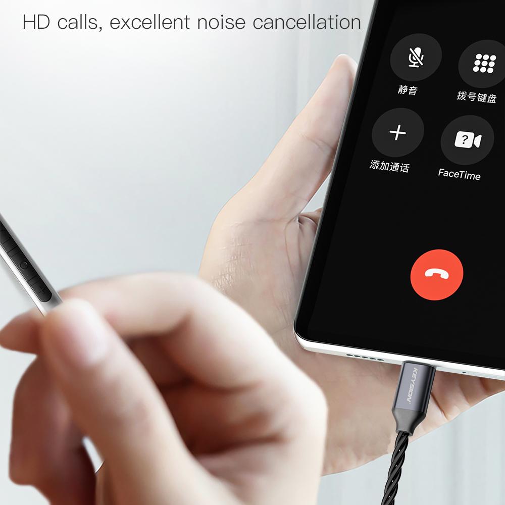KEYSION Fones de Ouvido HIFI Tipo-C DSD128 Fones de Ouvido com Graves Dinâmicos Banhados a Titânio Chip DAC CX31993 32 bits 384 KHz Fone de Ouvido USB C