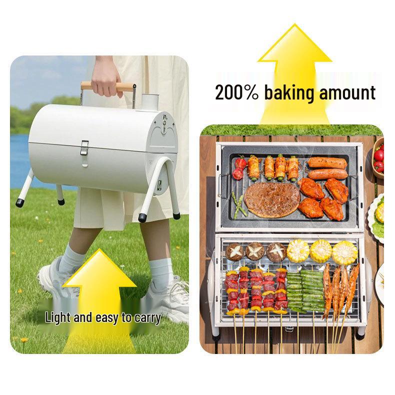 Portable Folding Double-Sided BBQ Grill & Multi-Functional Stewing Pan