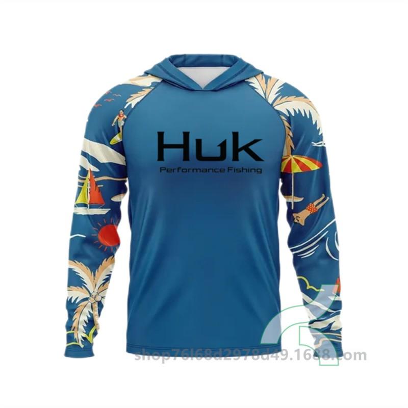 Mens UPF 50 Quick-Dry Fishing Shirt With Hood Long Sleeve Breathable Outdoor T-Shirt Angling Wear