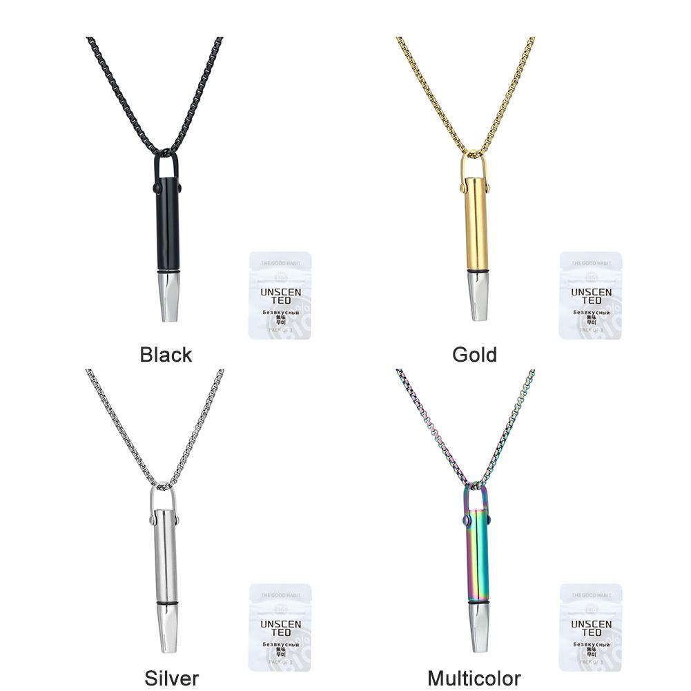 Quitting Smoking Meditation Pendant with Filter Cotton Titanium Steel Pendant Reusable Mindfulness Necklace Stop Smoking Aids