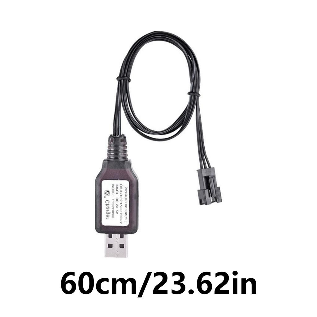 Advanced 6.4V Charger SM3P 600mA Battery Charging Cord with Safe Protections for Engineering Vehicle, Toy Car Black