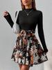Elegant High-Waist Patchwork Long-Sleeve Dress for Women